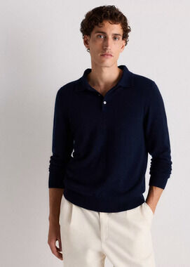 Quince Mens Cashmere Polo Sweater True Navy Size XL